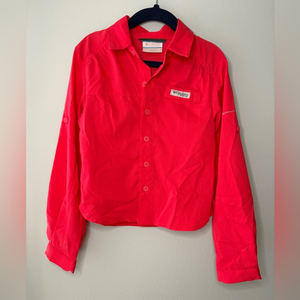 PFG Columbia Bright Red Long Sleeve